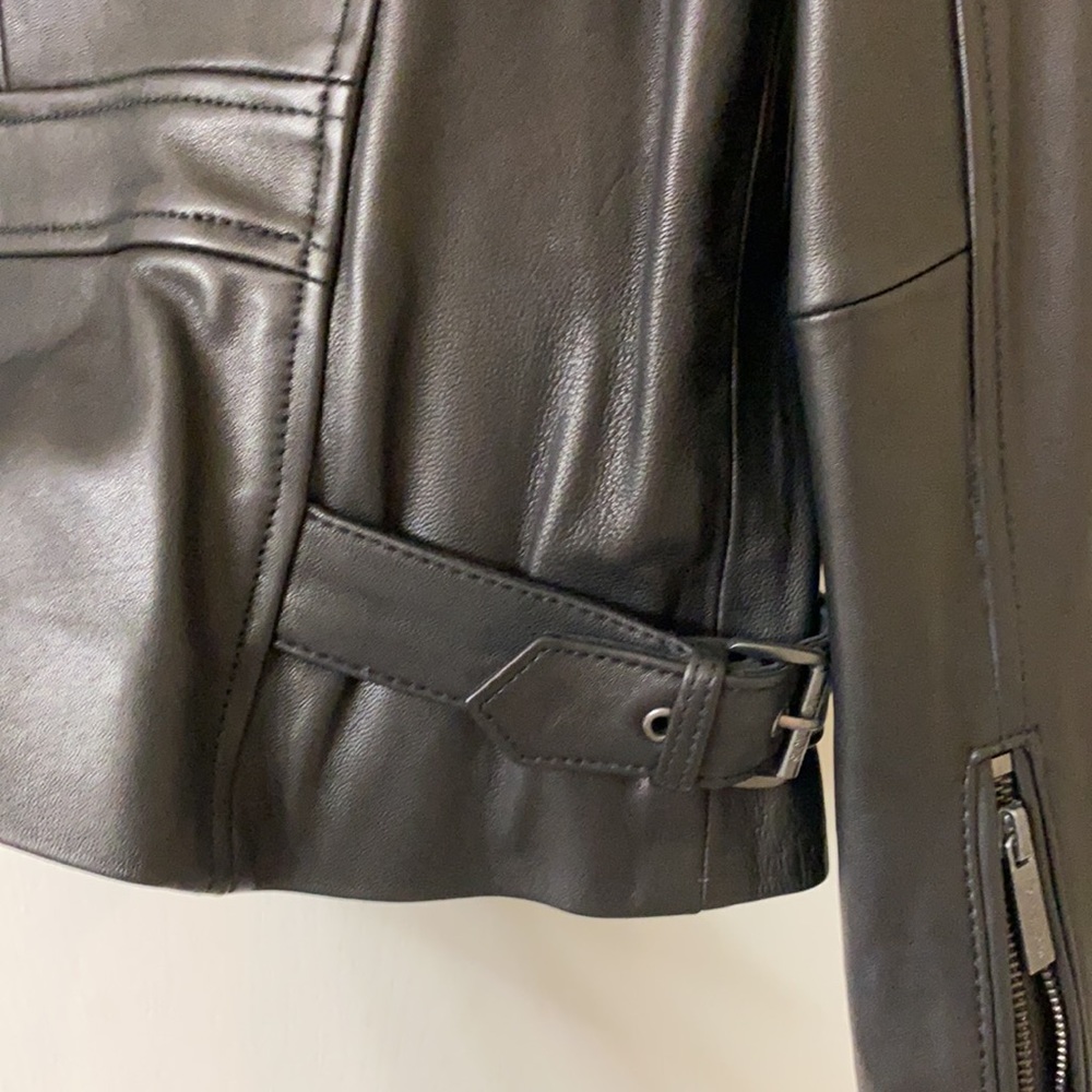 Michael Kors Black Leather Moto Jacket Medium - Picture 16 of 16